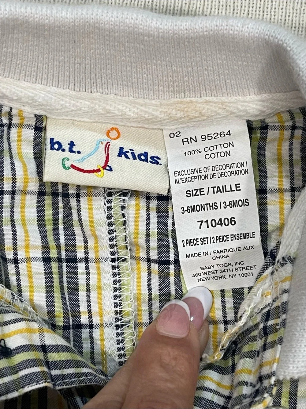 Vintage 90s B.T. Kids Golf Plaid Romper Size 3-6M NWOT